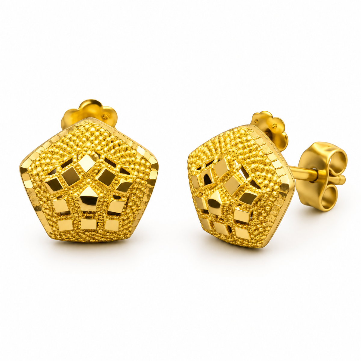 Golden Geometric Textured Studs