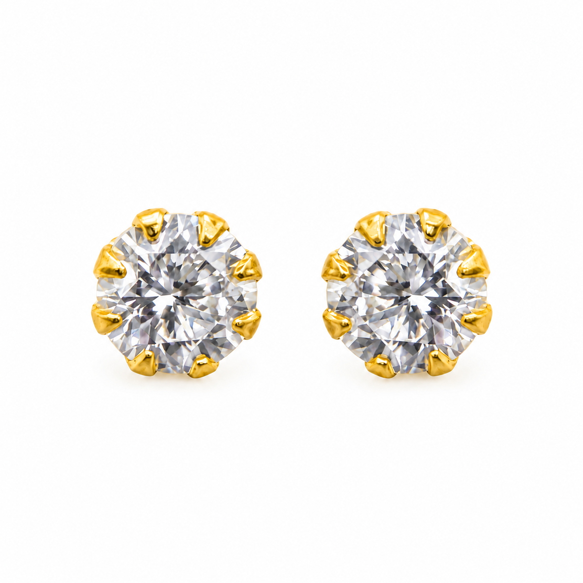 Round Brilliant Cut Studs in Gold Settings