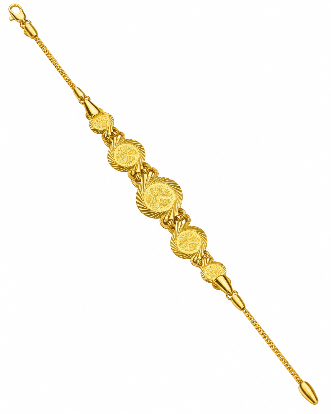 Gold coin link bracelet