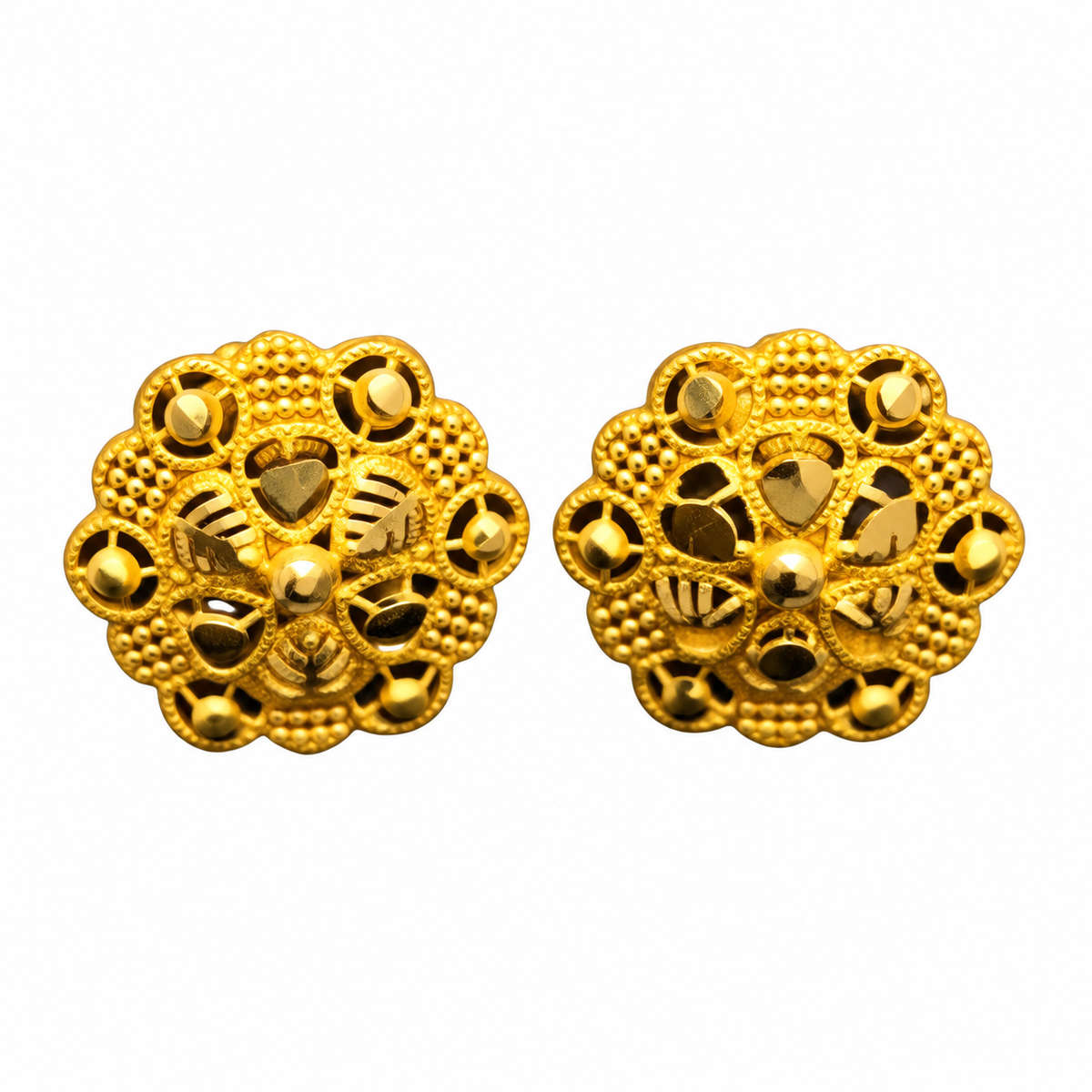 Golden Filigree Floral Studs
