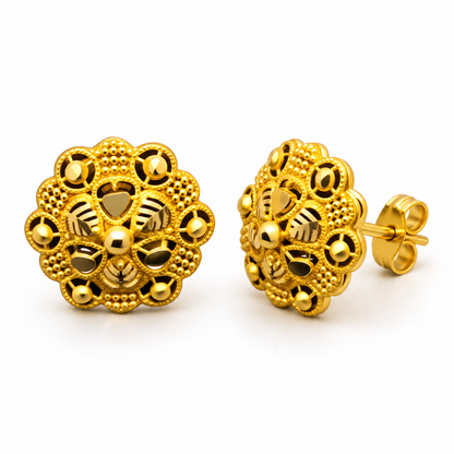 Golden Filigree Floral Studs