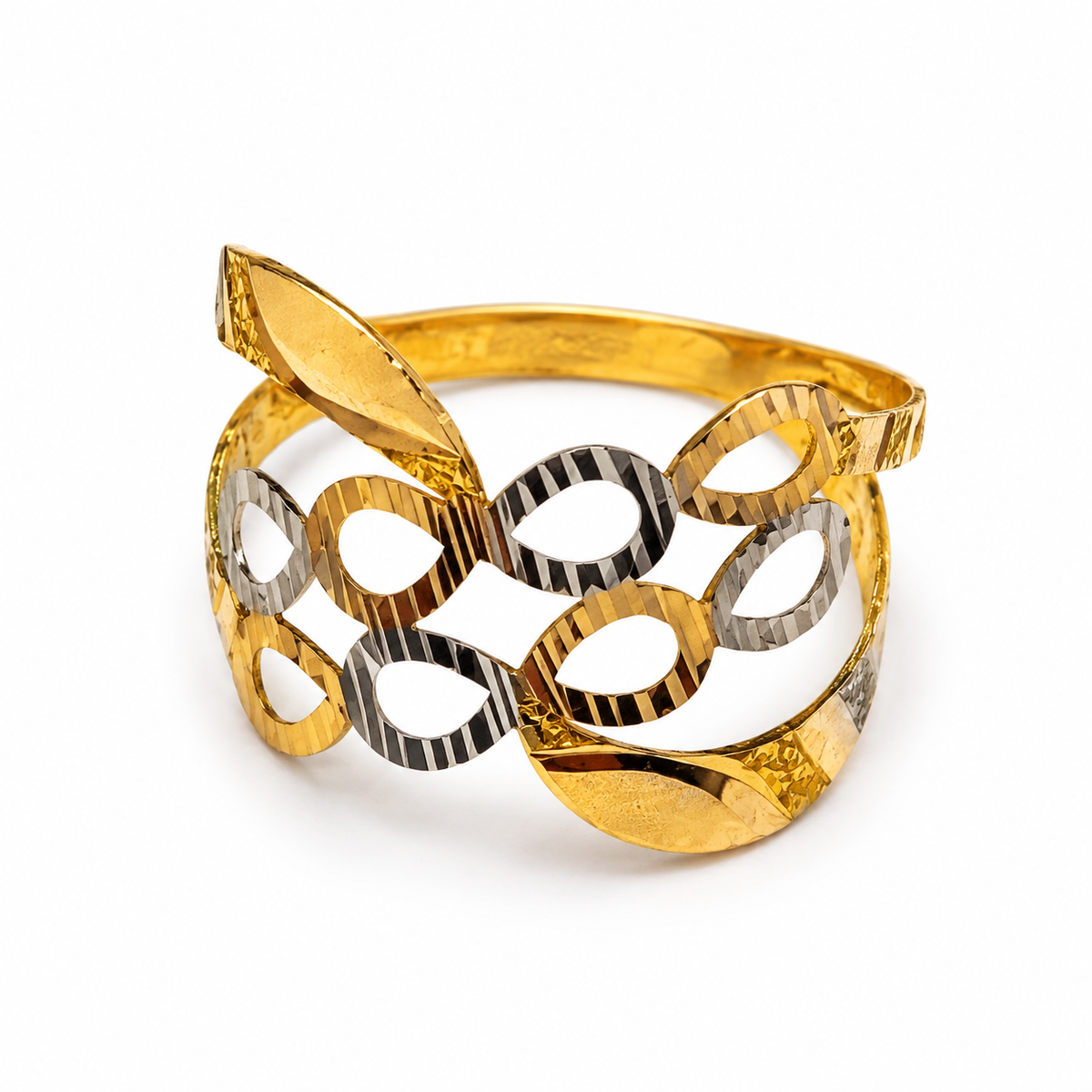 Two-Tone Gold & Silver Lattice Ring
